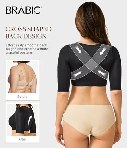 BRABIC Arm Compression Shaper Top for Women Post Surgery Front Closure Bra Tank Top Shapewear Black L | Slims Arms & Back thumbnail 4
