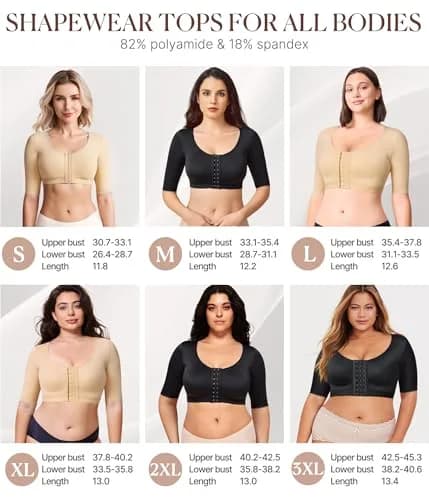 BRABIC Arm Compression Shaper Top for Women Post Surgery Front Closure Bra Tank Top Shapewear Black L | Slims Arms & Back thumbnail 5