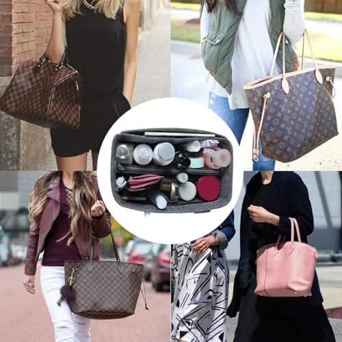 OMYSTYLE Grey Felt Tote Bag Organizer Insert with 13 Pockets | Medium Size 24.4cm x 12.9cm x 15cm thumbnail 4