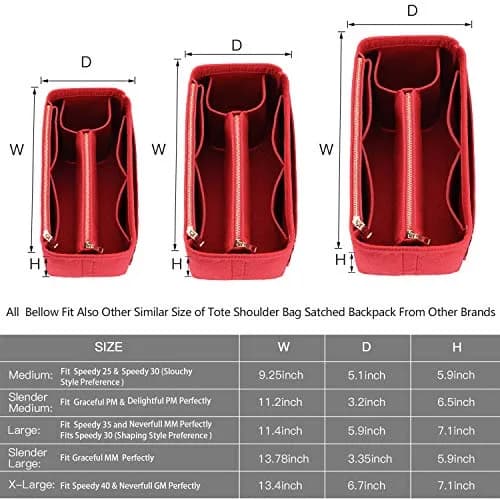 ZTUJO X-Large Felt Purse Organizer for Handbags & Totes | 6 Color Options, Removable Middle Section, Fits Speedy 40 & Neverfull GM thumbnail 3
