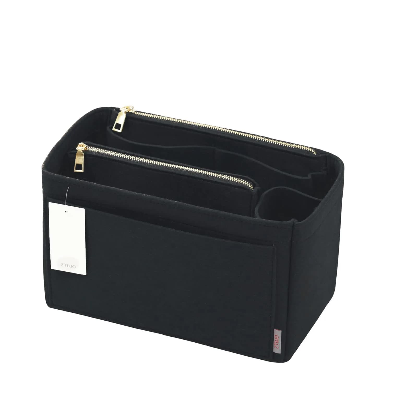 ZTUJO Purse Organizer Felt Bag Insert for Speedy, Neverfull, Graceful | 5 Sizes, Red — Black / Large