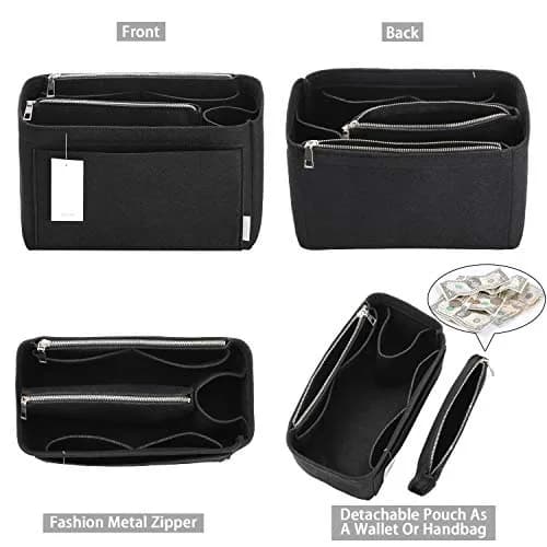 ZTUJO Large Felt Purse Organizer for Handbags & Totes | 8-Pocket, Removable Middle, Fits Speedy & Neverfull (Black) thumbnail 2