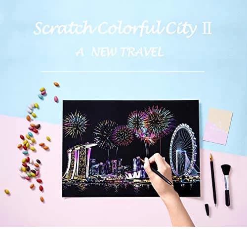 BOTEEN Scratch Rainbow Painting Art Paper Amusement Park 40.5cm x 28.5cm (16''x11'') | Creative DIY Gifts & Arts Craft Kits thumbnail 7