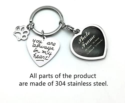bouti1583 Pet Dog Remembrance Memorial Photo Frame Keychain | Heart-Shaped Stainless Steel Keepsake thumbnail 2