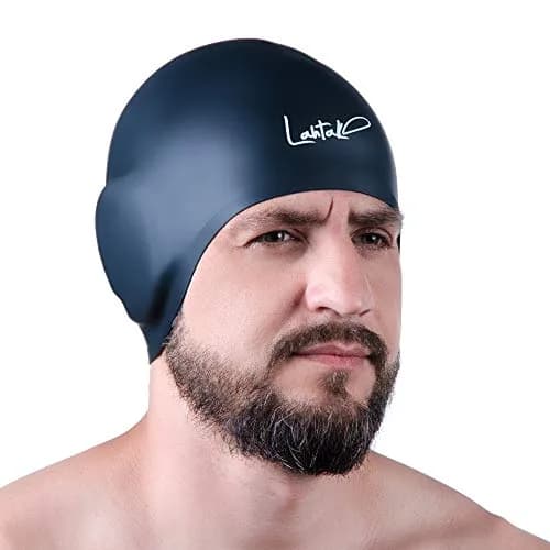 Lahtak 3D Swim Cap with Ear Protection | Silicone Swim Cap for Adults & Teens thumbnail 6