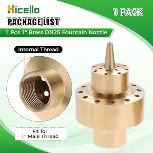 Hicello Brass Fountain Nozzle for Ponds & Water Gardens | 1 Inch (G1/DN25) Inlet, 1.26 Inch Outlet thumbnail 2