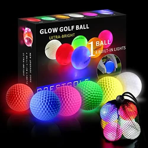 Crestgolf Glowing LED Golf Ball 6 Pack | Bright Night Glow for Golf Practice & Night Golf thumbnail 1