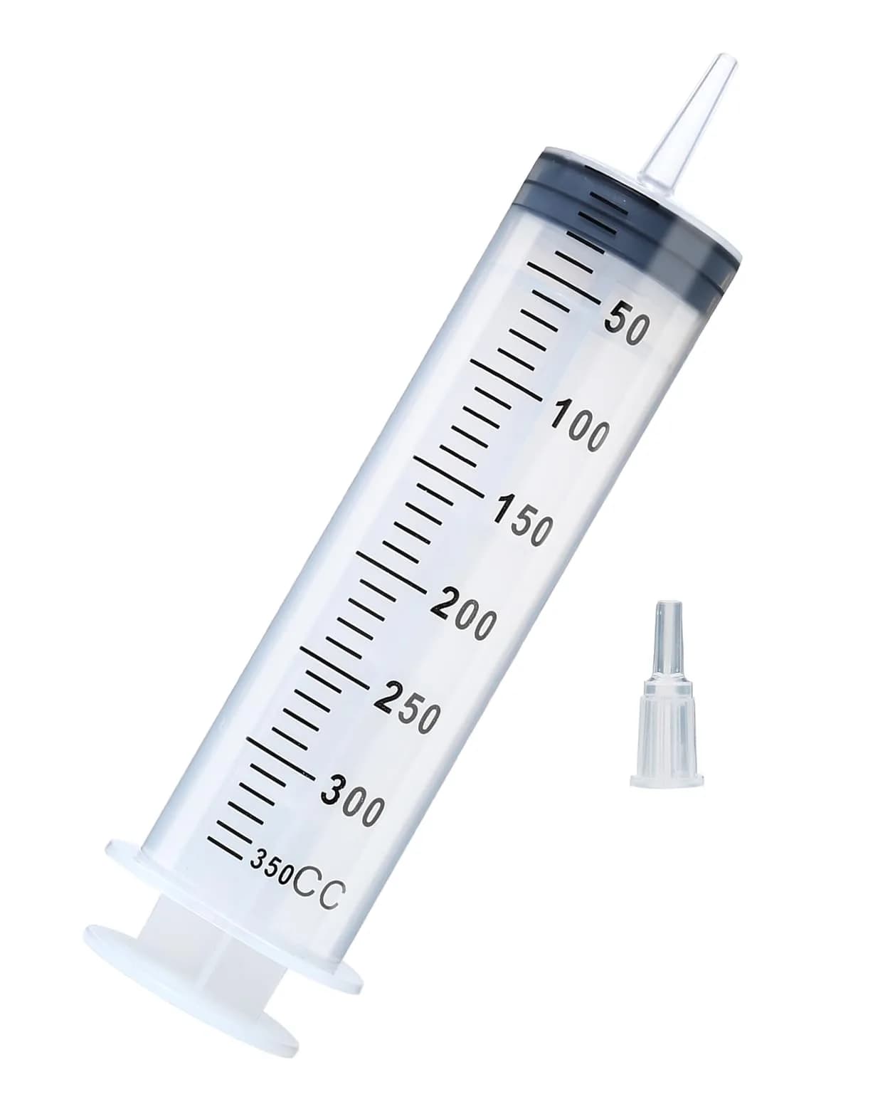 A AKRAF 300ml Large Plastic Syringe with Tip Adapter | Sterile, Individually Sealed for Precise Dispensing — 300 ml