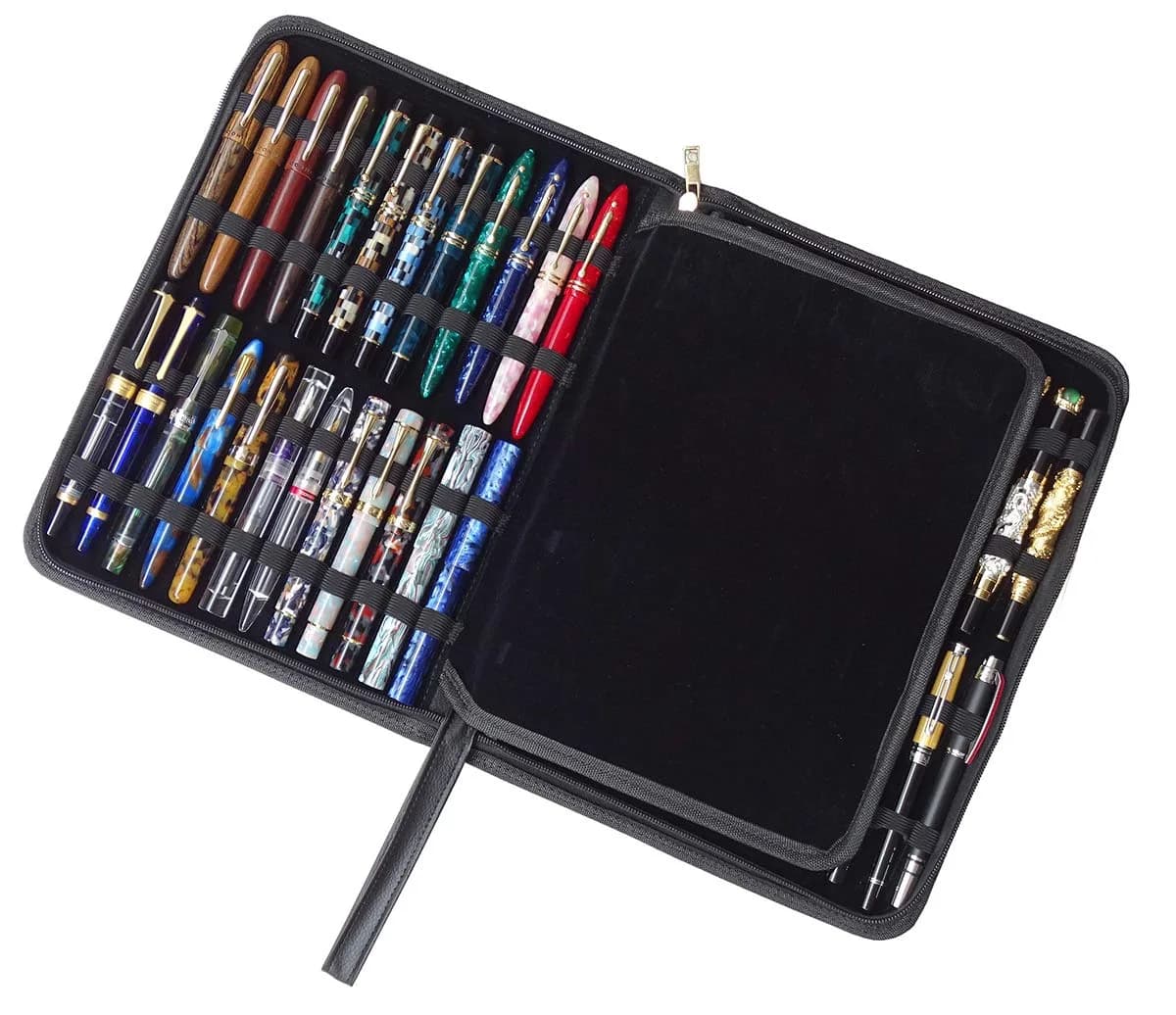 erofa 48 Fountain Pen Case, Rollerball Pen Holder Bag Pouch 33cm (12.99in) | Organizes Pens for Students & Professionals — Black-48 Slots
