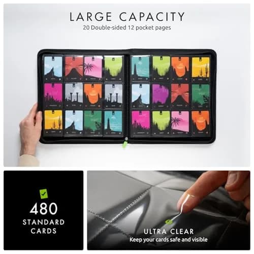 Vault X 12 Pocket Zip Trading Card Binder 480 Cards Exo-Tec Black | Holds 480 Cards thumbnail 5