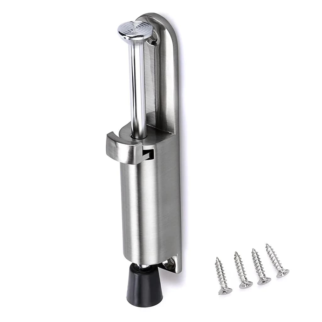 Sumnacon Kickdown Door Stop - Stainless Steel Heavy Duty Rubber Rubber, Adjustable, Black | Easy Step On/Off Door Lock — Silver