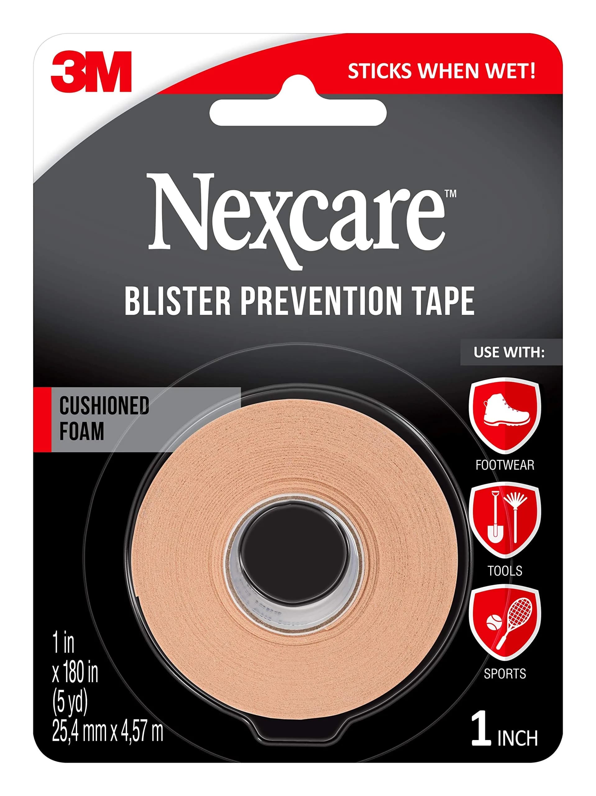Nexcare Blister Prevention Tape Waterproof Foam 1 In x 5 Yds | Cushions & Protects Skin - main product image