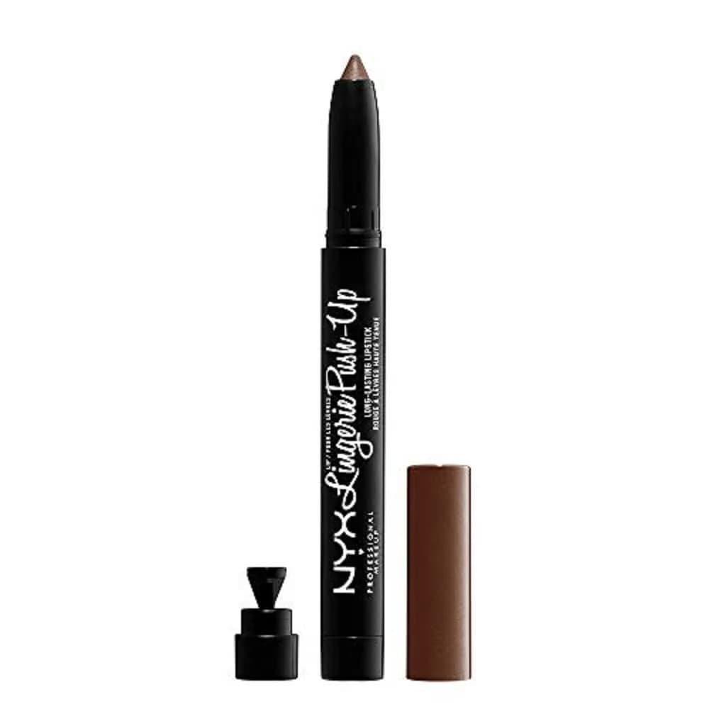 NYX PROFESSIONAL MAKEUP Lip Lingerie Push-Up Long Lasting Plumping Lipstick - After Hours (Warm Brown Nude) | Matte Nude Lipstick with Plumping Power