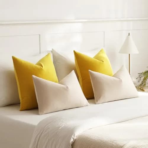 DEZENE 16x16 Throw Pillow Covers Pack of 2 | Velvet Square Modern Home Decor thumbnail 5