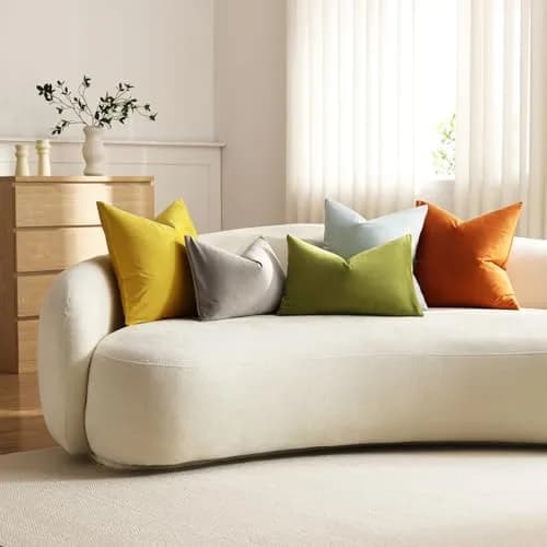 DEZENE 16x16 Throw Pillow Covers Pack of 2 | Velvet Square Modern Home Decor thumbnail 7