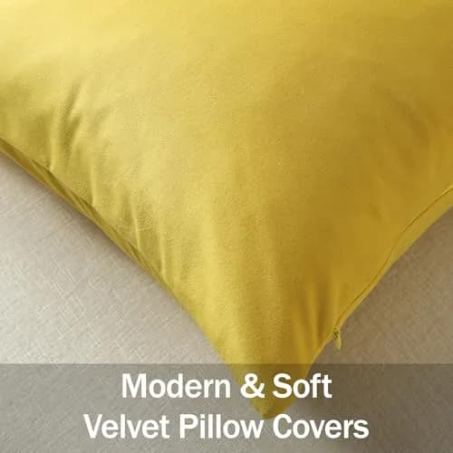 DEZENE 16x16 Throw Pillow Covers Pack of 2 | Velvet Square Modern Home Decor thumbnail 2