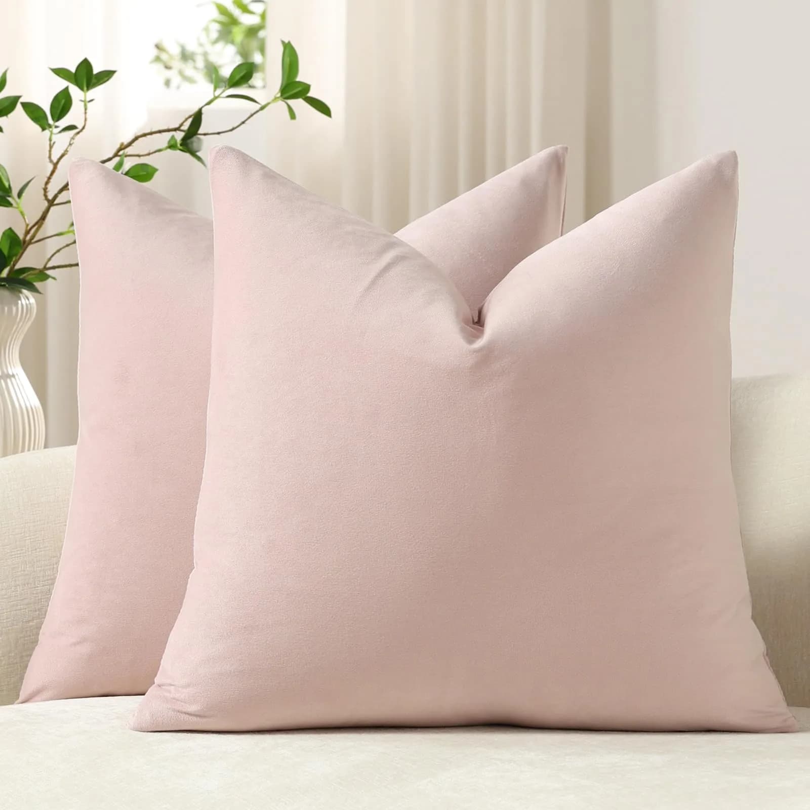 DEZENE Throw Pillow Covers 18x18 | Velvet Square Modern Home Decor (70-120 chars)