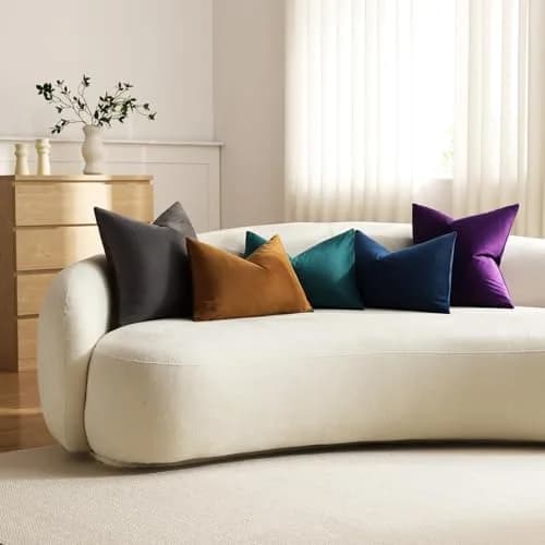 DEZENE Lumbar Pillow Covers 12x20 in Midnight Blue | Velvet Rectangular Decor for Sofa & Bed thumbnail 6