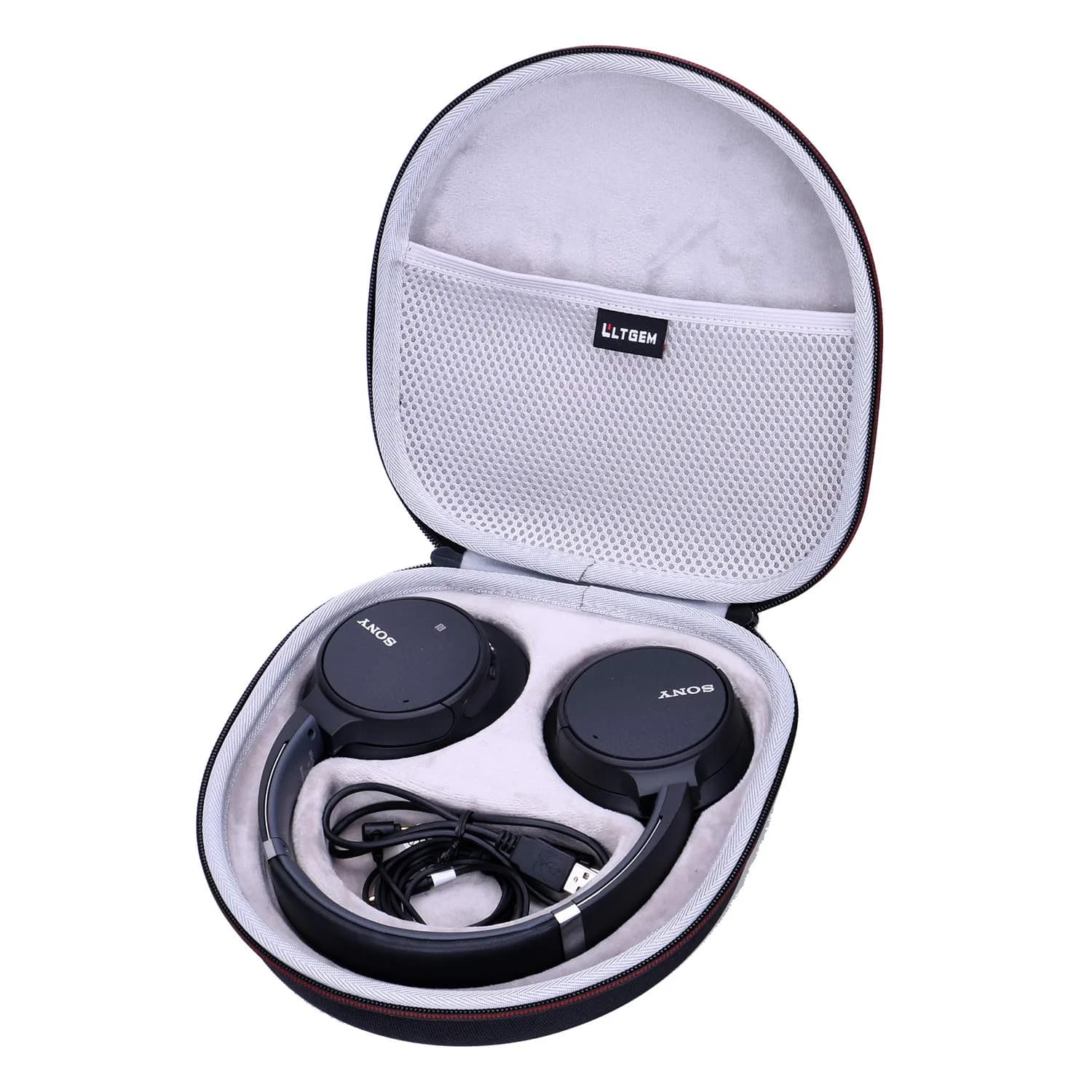 L LTGEM Case for Sony WH-CH720N/WH-CH520 Noise Canceling Wireless Headphones Blue | Hard Travel Cover — Black+Gray