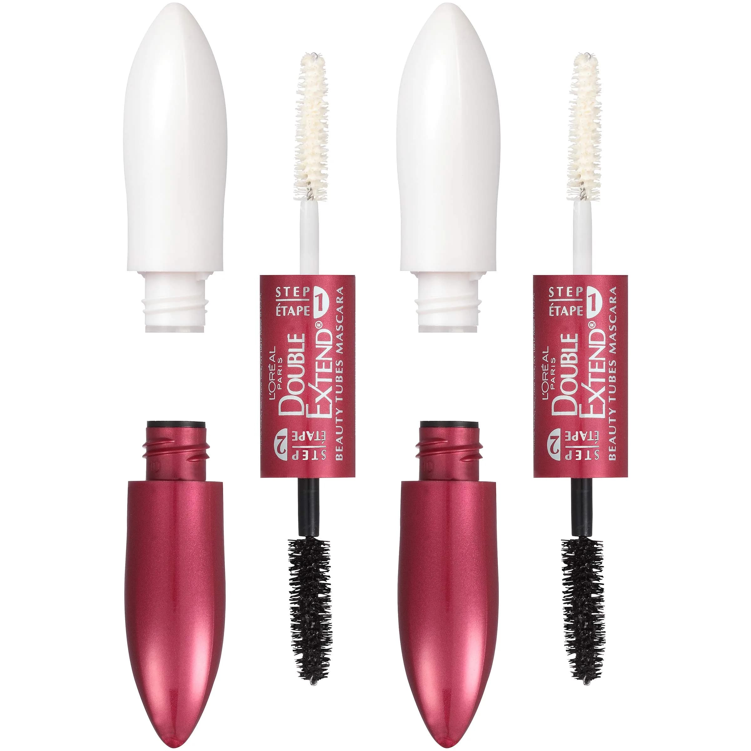 L'Oreal Paris Double Extend Tubing Mascara Black | Lengthening & Smudgeproof 2-Step Mascara — 0.33 Fl Oz