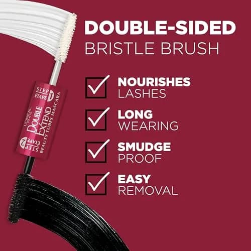 L'Oreal Paris Double Extend Tubing Mascara Black Pack of 2 | Lengthening 2 Step Mascara with Smudgeproof Finish thumbnail 4