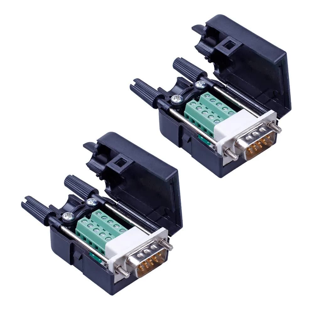 ANMBEST DB9 Solderless RS232 Serial to 9-Pin Male Adapter 2-Pack | Easy Wiring for Industrial Instrumentation