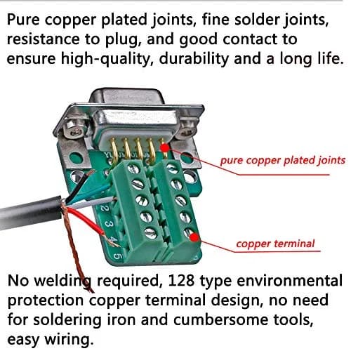ANMBEST DB9 Solderless RS232 Serial to 9-Pin Male Adapter 2-Pack | Easy Wiring for Industrial Instrumentation thumbnail 3
