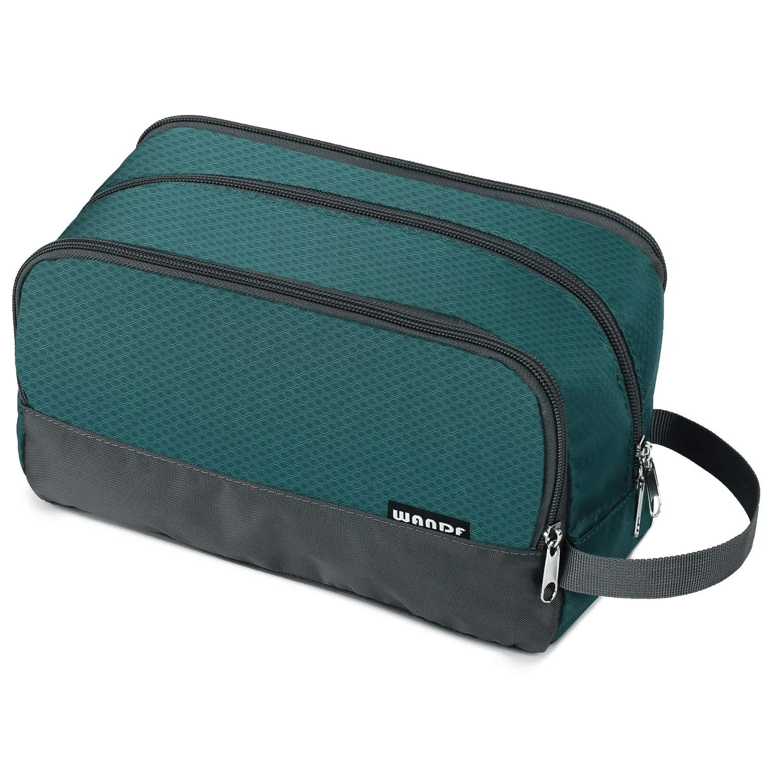 WANDF Travel Toiletry Bag for Men, Small Dopp Kit | 25cm x 12cm x 5cm (9.5" x 4.7" x 5.9") — malachite green