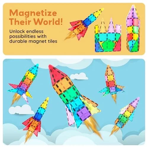 PicassoTiles Magnetic Building Block Rocket Booster Set 32 Pieces | STEM Educational Toy for Kids thumbnail 7