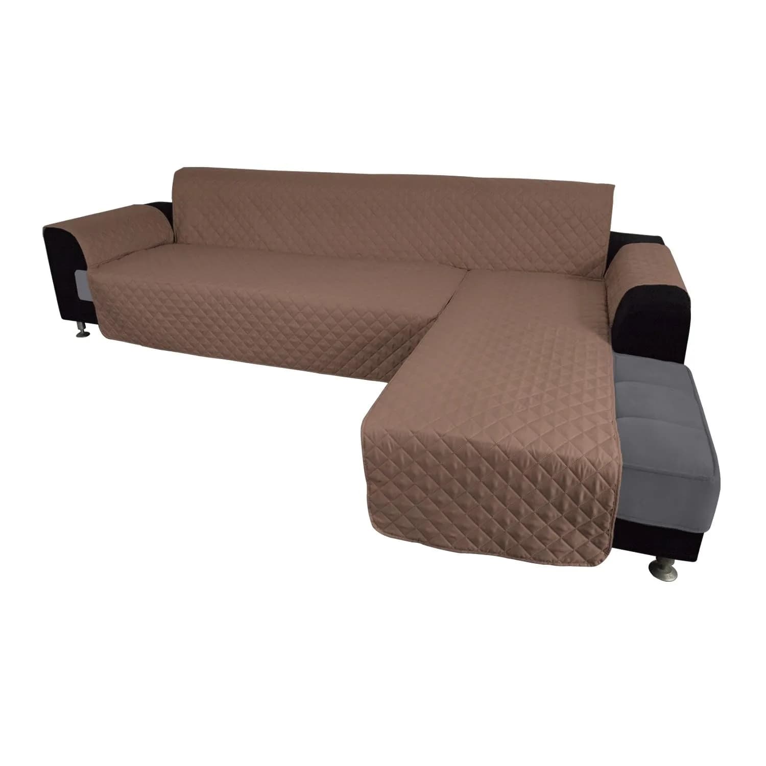 Easy-Going Reversible L-Shape Sectional Couch Cover, Large, Brown/Brown | Protects & Refreshes Your Sofa