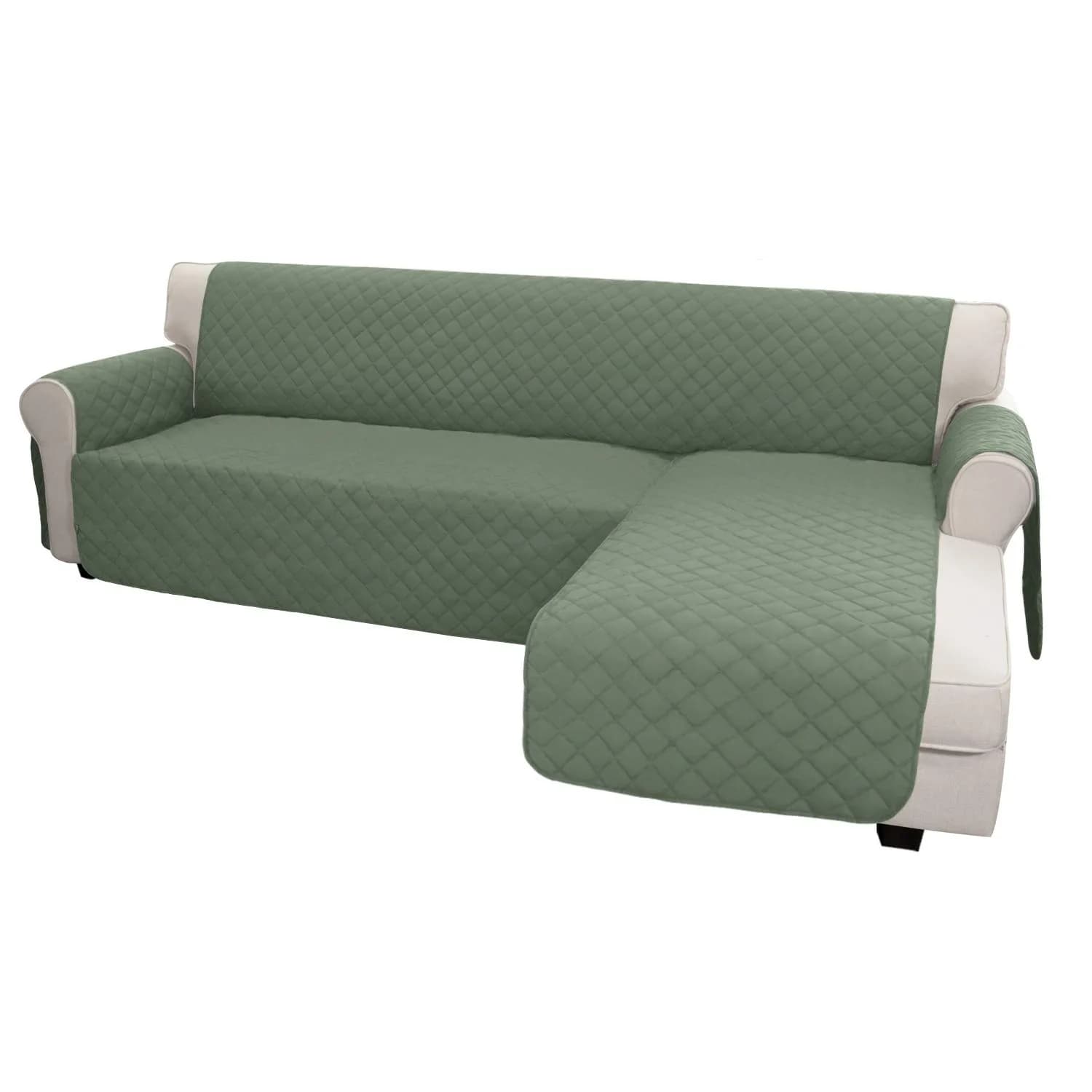 Easy-Going Reversible L-Shape Sectional Couch Cover, Small, Greyish Green | Water-Resistant & Pet-Proof