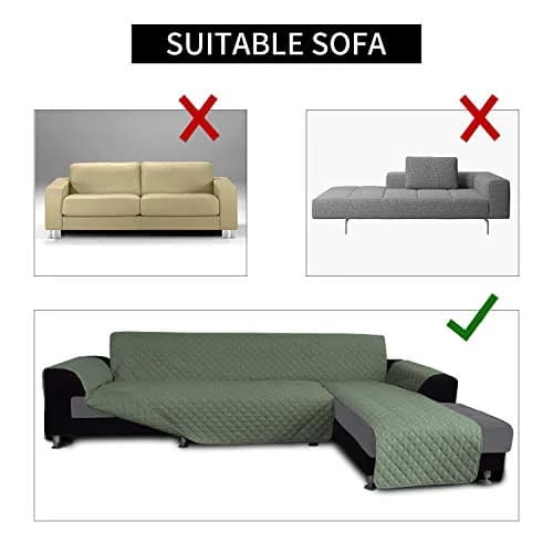 Easy-Going Reversible L-Shape Sectional Couch Cover, Small, Greyish Green | Water-Resistant & Pet-Proof thumbnail 4
