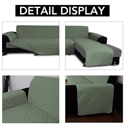 Easy-Going Reversible L-Shape Sectional Couch Cover, Small, Greyish Green | Water-Resistant & Pet-Proof thumbnail 3