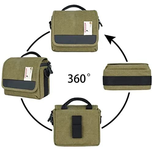 Besnfoto Camera Shoulder Bag Small 3.5L (8.27 x 4.72 x 6.7 inches) | Retro Canvas & PU Leather Crossbody for Mirrorless Cameras thumbnail 5