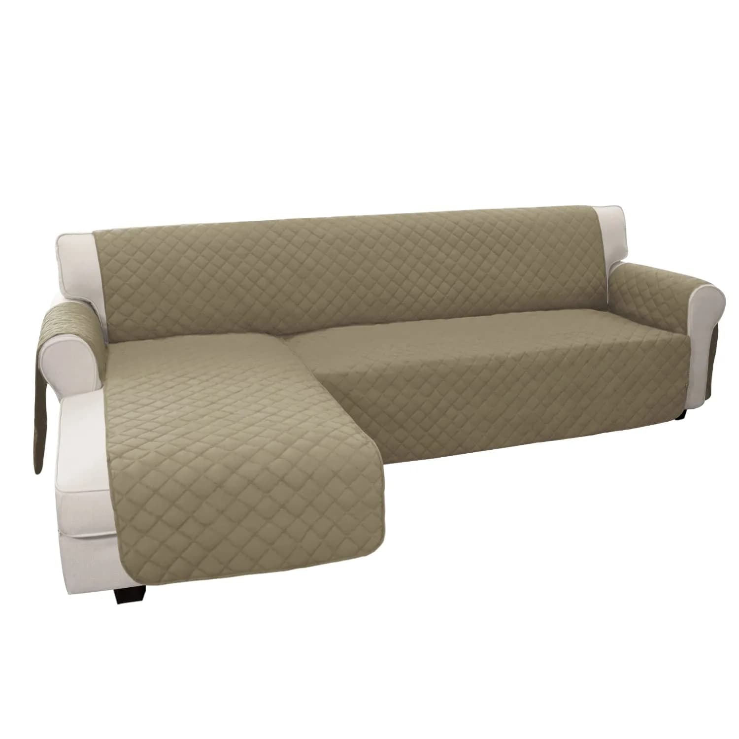 Easy-Going Reversible L-Shape Sectional Couch Cover, Large, Beige/Beige | Water-Resistant, Pet & Kids Friendly