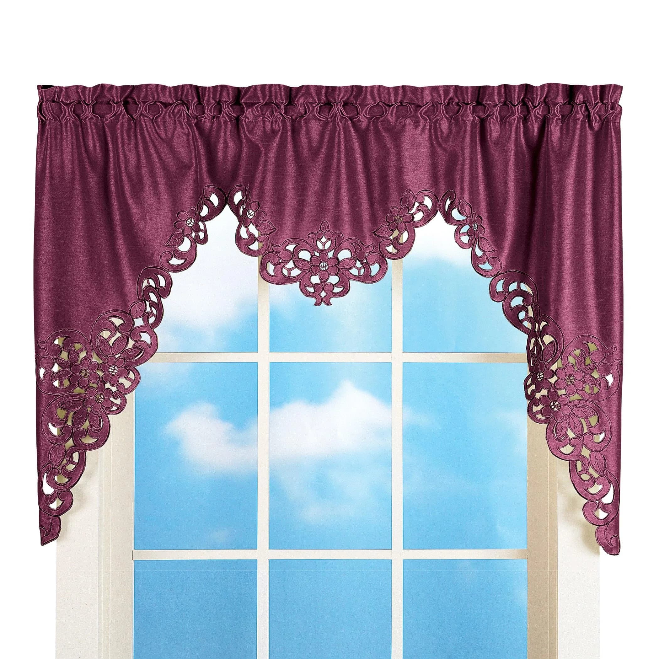 Collections Etc Elegant Scalloped Design Cut-Out Valance 58" x 36" | Light Diffusing Polyester - main product image