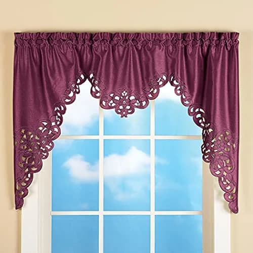 Collections Etc Elegant Scalloped Design Cut-Out Valance 58" x 36" | Light Diffusing Polyester thumbnail 2