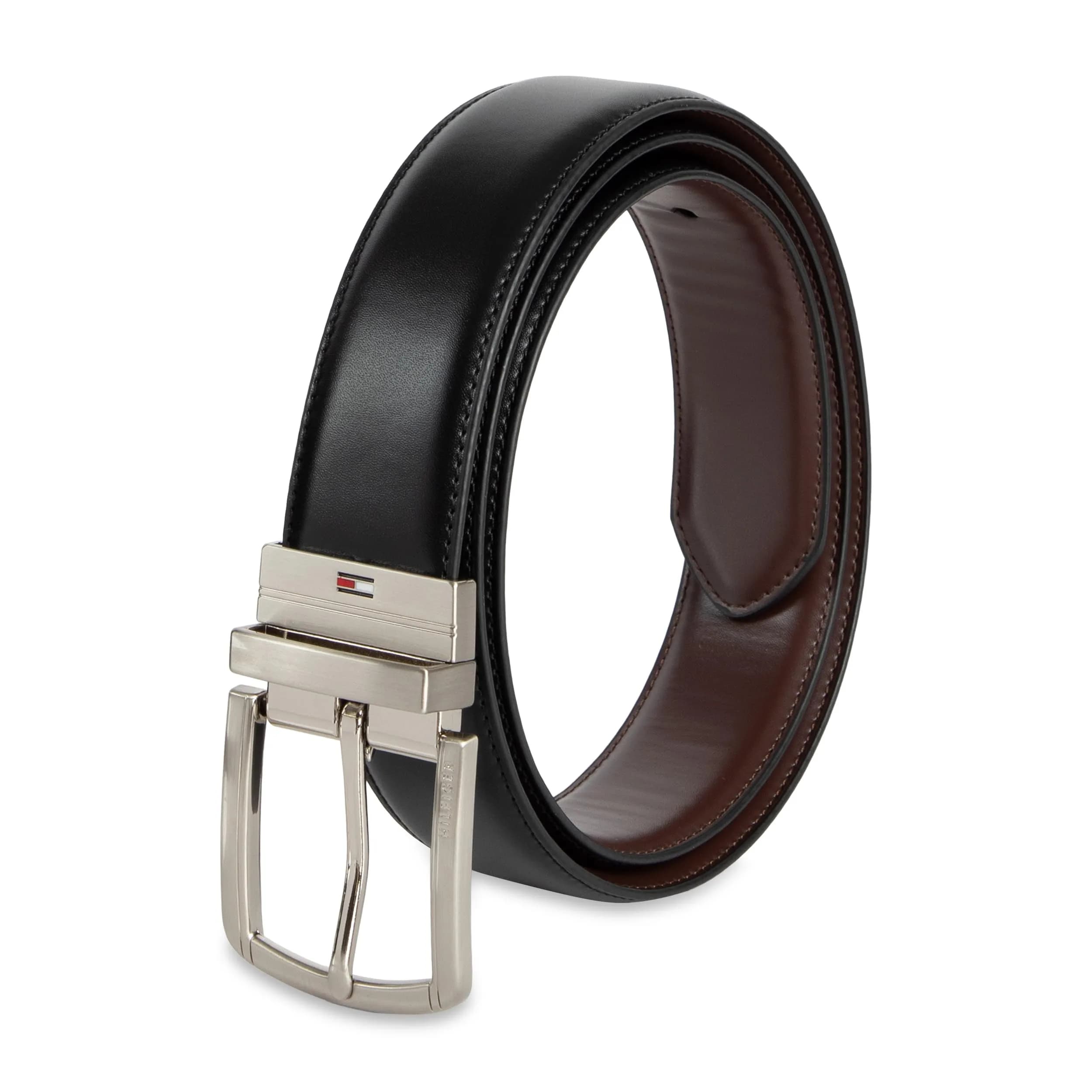 Tommy Hilfiger Men's Reversible Leather Belt XL (42-44) | Classic Black/Brown Casual Accessory