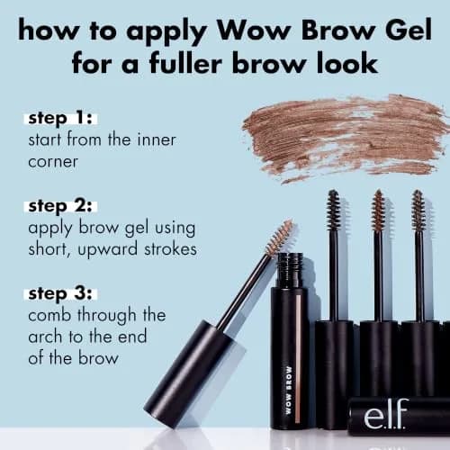 e.l.f. Wow Brow Gel, Deep Brown | Volumizing Wax-Gel Hybrid Locks Brows thumbnail 2