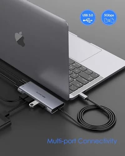 LENTION USB C Hub 4K HDMI 100W PD 4 USB 3.0 Ports | 3.3FT Long Cable, Space Gray thumbnail 4