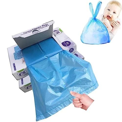 Dergik Disposable Diaper Bag for Baby, 180 Bags | Odor Control & Light Baby Powder Scent thumbnail 1