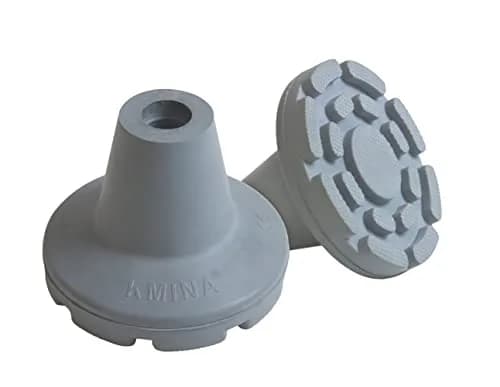 KMINA All Terrain Crutch Tips 7/8 Inch (2.22 cm) Gray | Non-Slip Rubber with Steel Ring for Enhanced Stability thumbnail 1
