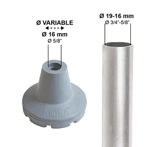 KMINA All Terrain Crutch Tips 7/8 Inch (2.22 cm) Gray | Non-Slip Rubber with Steel Ring for Enhanced Stability thumbnail 3