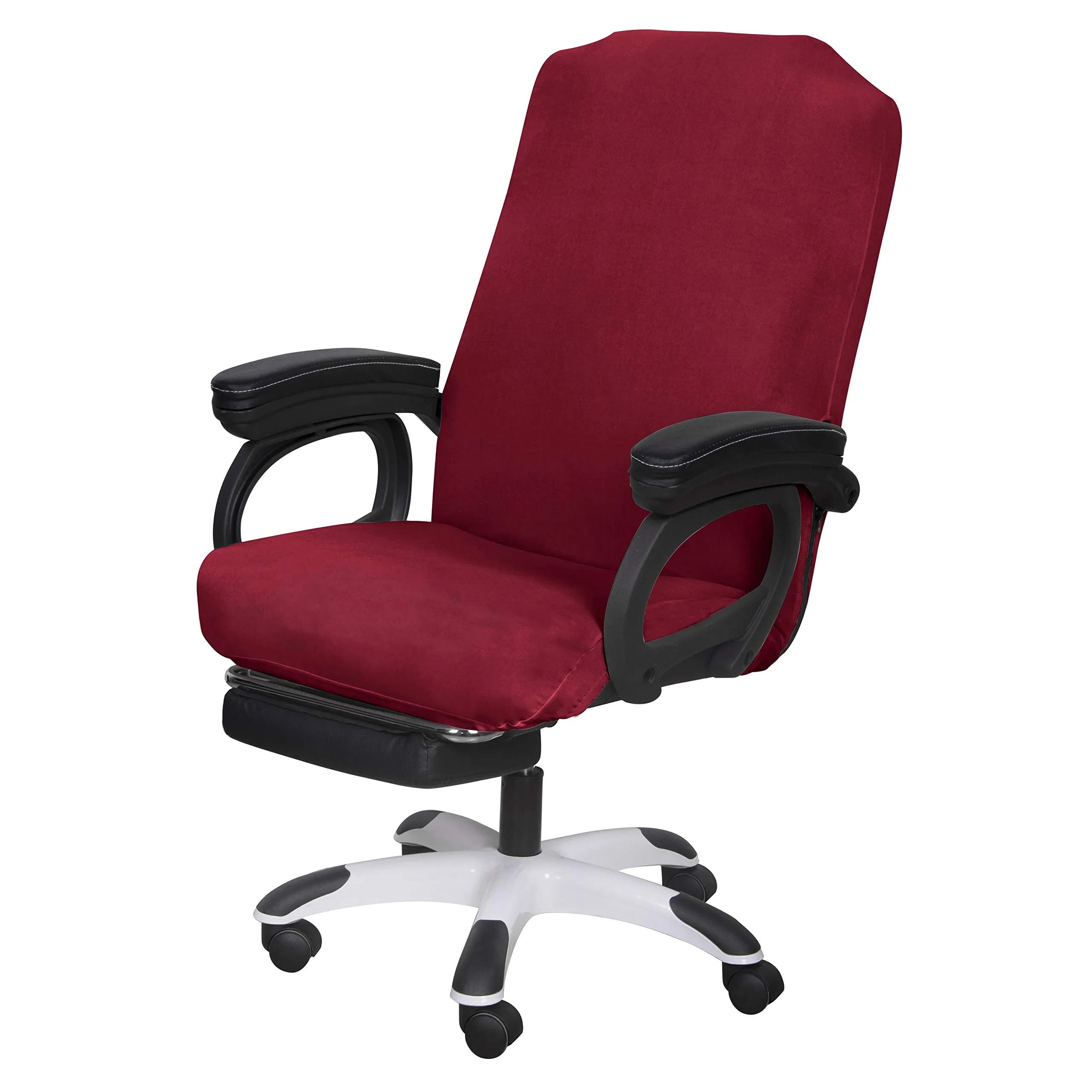 SARAFLORA Black Office Chair Cover Large | Stretchable & Washable Protector for Computer Chairs — Burgundy