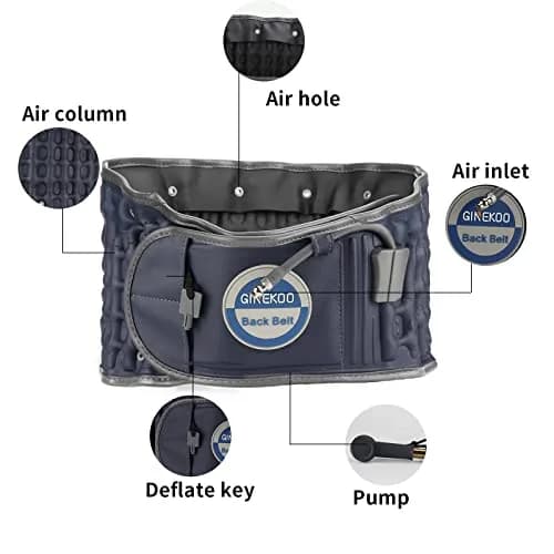 GINEKOO Inflatable Decompression Belt for Lower Back Pain Relief, Blue | Lumbar Support & Spinal Traction thumbnail 4