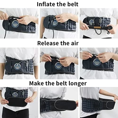 GINEKOO Inflatable Decompression Belt for Lower Back Pain Relief, Blue | Lumbar Support & Spinal Traction thumbnail 5