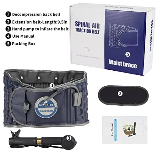 GINEKOO Inflatable Decompression Belt for Lower Back Pain Relief, Blue | Lumbar Support & Spinal Traction thumbnail 7