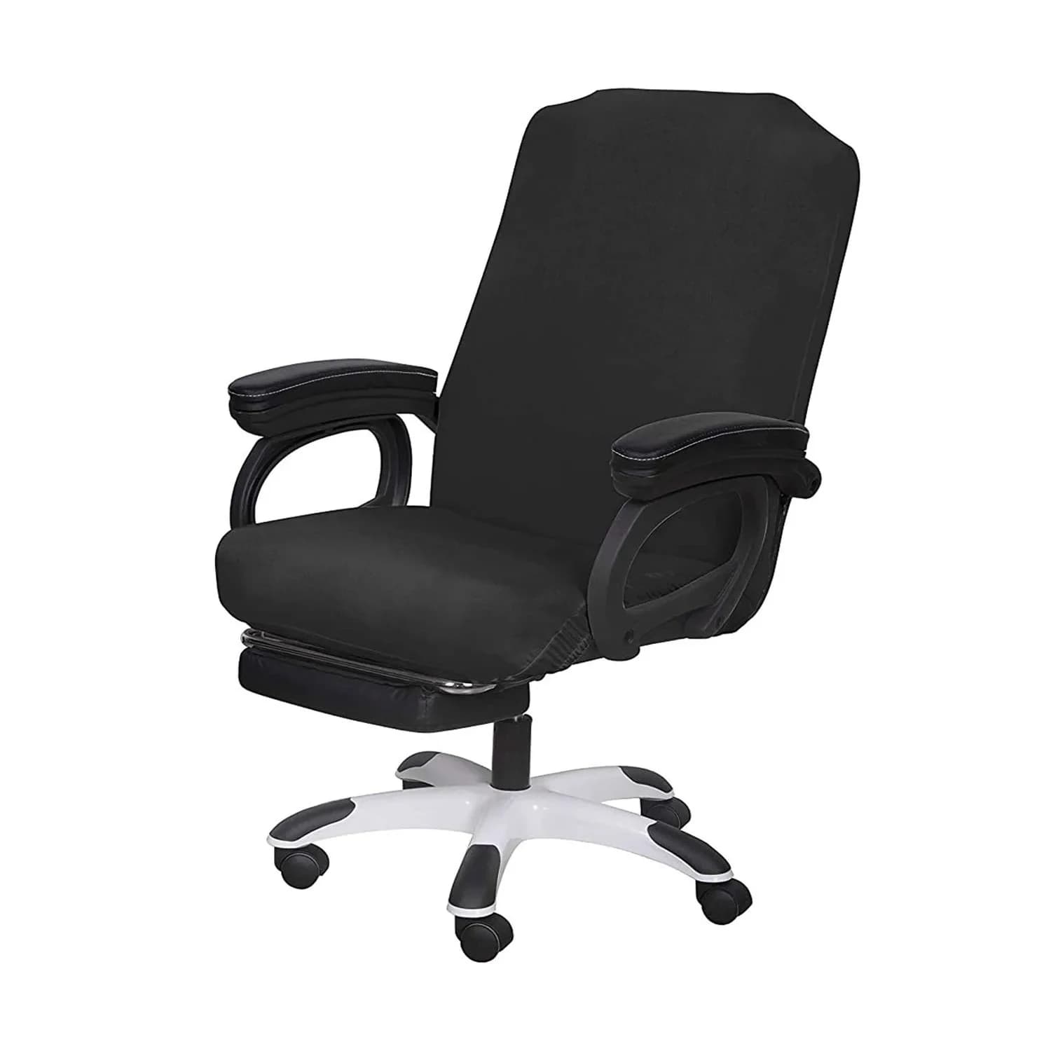 SARAFLORA Black Office Chair Cover Large | Stretchable & Washable Protector for Computer Chairs - main product image