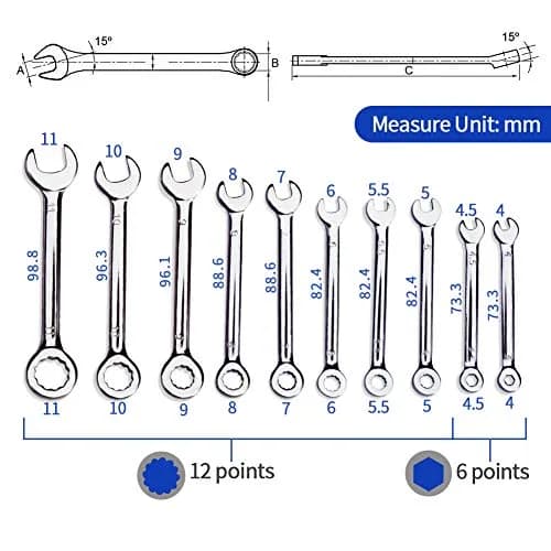SPEEDWOX Mini Handle Wrench Set, 40 Pcs (20 SAE + 20 Metric) | High Carbon Steel with Chrome Finish thumbnail 6
