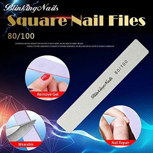 BlinkingNails 80/100 Grit Nail Files 10-Pack | Professional Double-Sided Washable Emery Boards for Natural Nails thumbnail 4